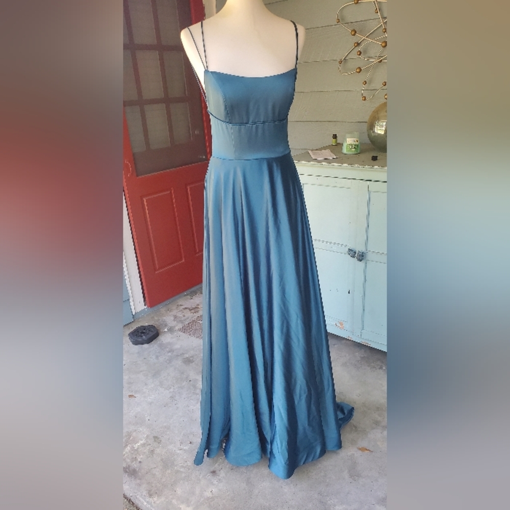 Blue/green Backless Formal Gown